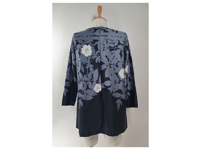 Marimekko Blusa Top Negro Gris Algodón - vista 3