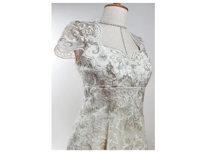 Marchesa Notte Kleid Ecru Weiß - Ansicht 5