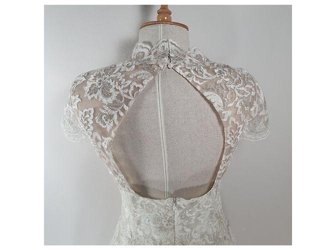 Marchesa Notte Kleid Ecru Weiß - Ansicht 8