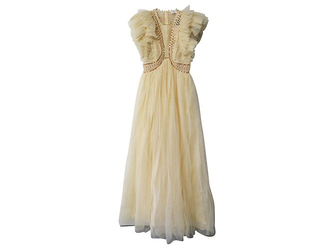 Zimmermann Glitter Dancer Tüllkleid mit Rüschen aus cremefarbenem Polyamid - Ansicht 4