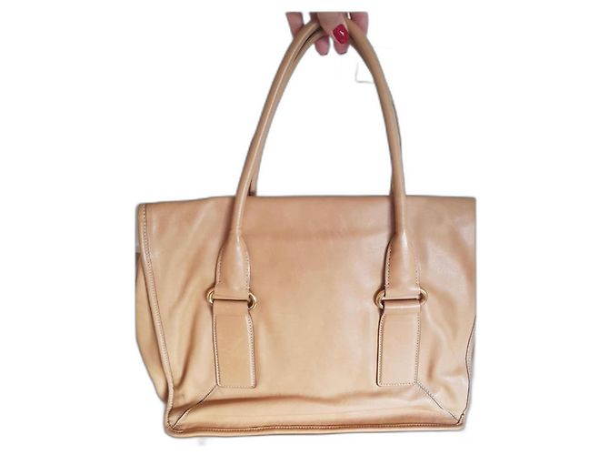 Borsa Prada in pelle di vitello color caramello - vista 2