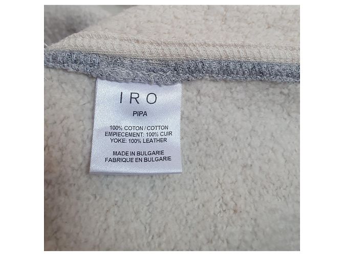 Iro Sweatshirt Grau aus Baumwolle mit Lammleder Details - Ansicht 7