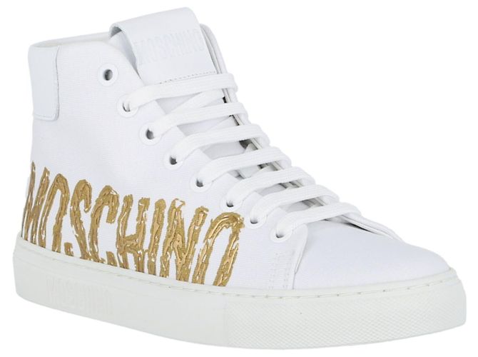 Sneakers alte Moschino in tela con logo - vista 2