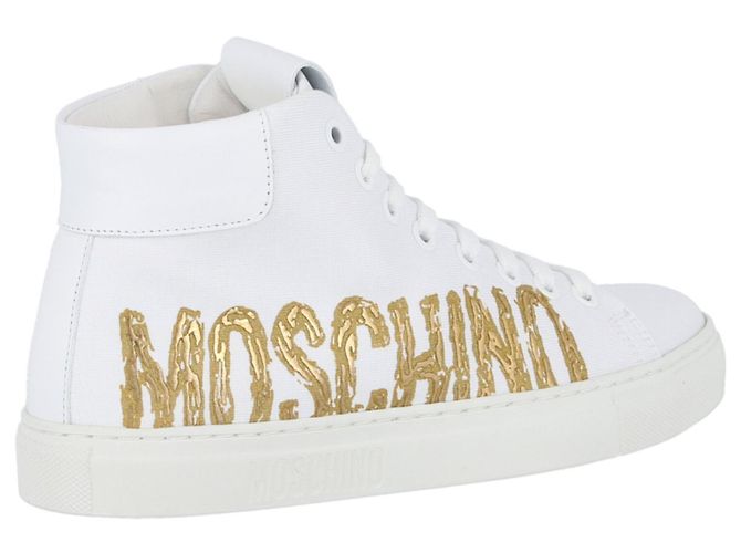 Sneakers alte Moschino in tela con logo - vista 3