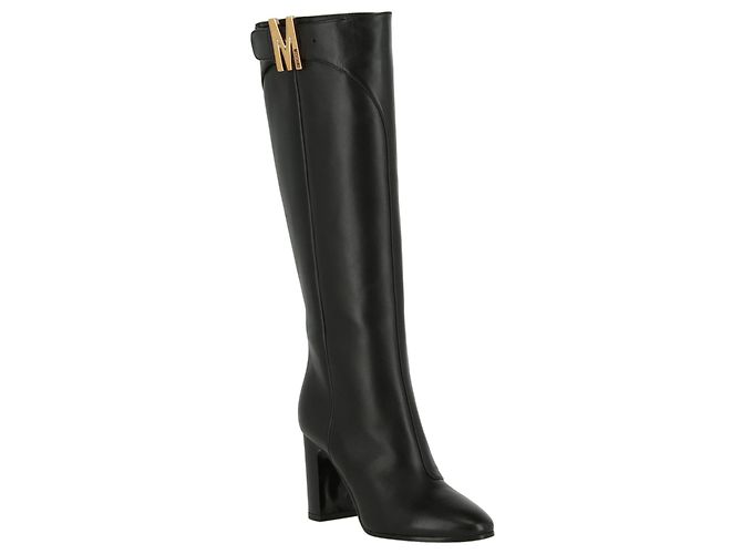 Botas altas de cuero con logo M de Moschino - vista 2