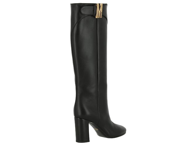 Botas altas de cuero con logo M de Moschino - vista 3