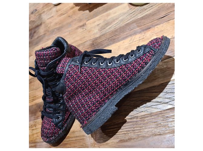 Bellissimi derby in tweed di Chanel 38 Bon état Nero Rosa - vista 7