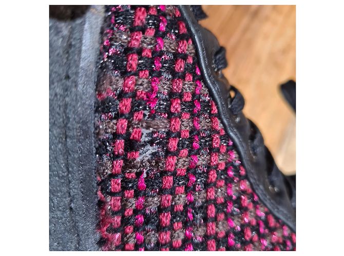 Bellissimi derby in tweed di Chanel 38 Bon état Nero Rosa - vista 9