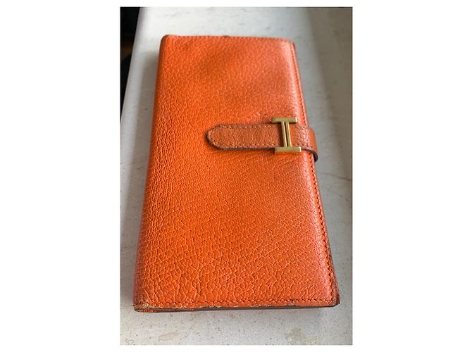 Béarn Hermès Bearn Geldbörse Orange Leder - Ansicht 10