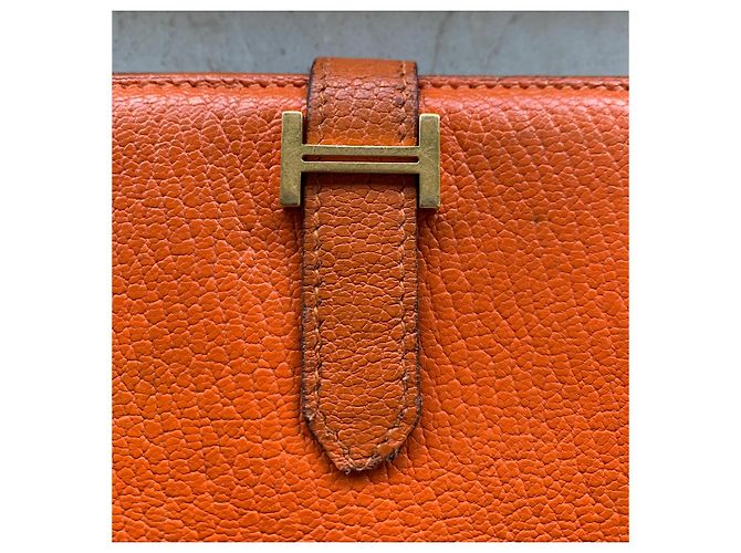 Béarn Hermès Bearn Geldbörse Orange Leder - Ansicht 11