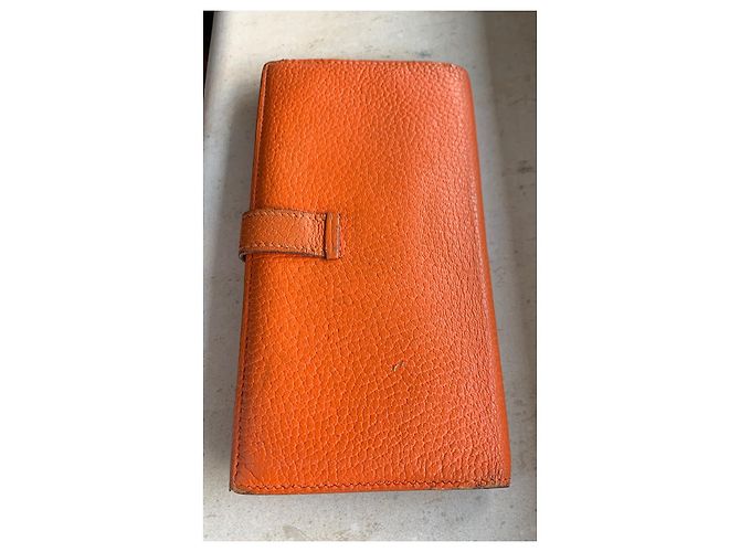Béarn Hermès Bearn Geldbörse Orange Leder - Ansicht 12