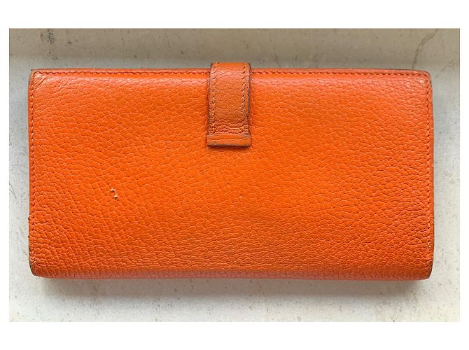 Béarn Hermès Bearn Geldbörse Orange Leder - Ansicht 2