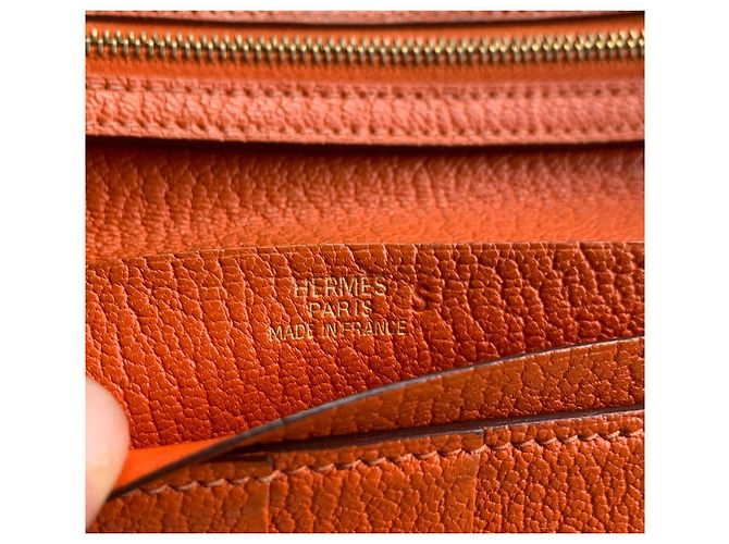 Béarn Hermès Bearn Geldbörse Orange Leder - Ansicht 3