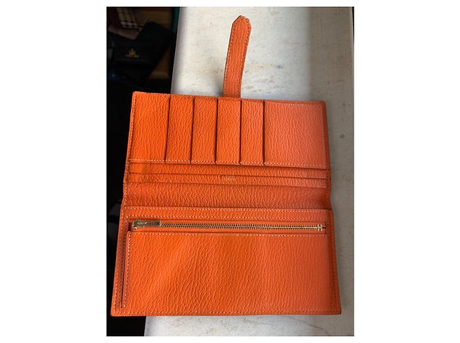 Béarn Hermès Bearn Geldbörse Orange Leder - Ansicht 4