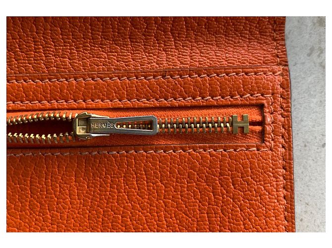 Béarn Hermès Bearn Geldbörse Orange Leder - Ansicht 5