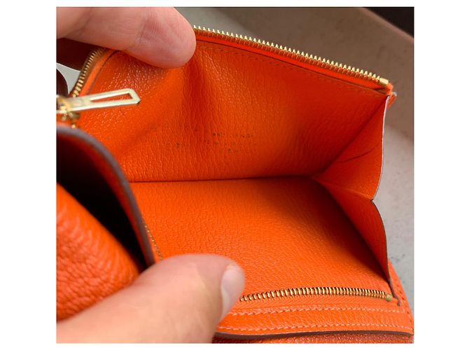 Béarn Hermès Bearn Geldbörse Orange Leder - Ansicht 7