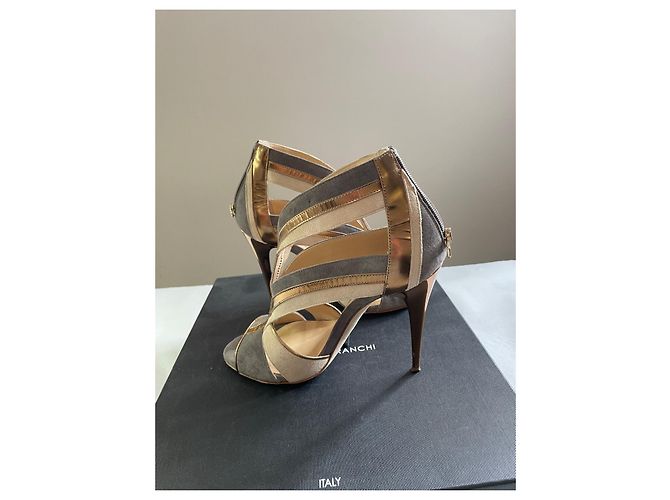 Sandali Elisabetta Franchi in pelle dorati D'oro - vista 3