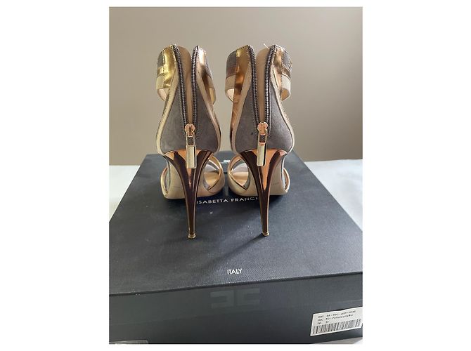 Sandali Elisabetta Franchi in pelle dorati D'oro - vista 5