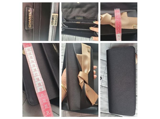 Borsa da sera / pochette Chanel Nero Beige D'oro Nocciola - vista 8