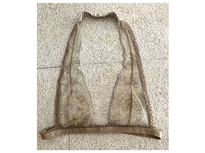 Sujetador triangular de encaje y seda sin aros.1 La perla Beige - vista 3