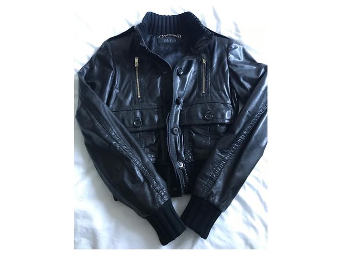 Chaqueta Gucci de piel de cordero negra Negro - vista 3