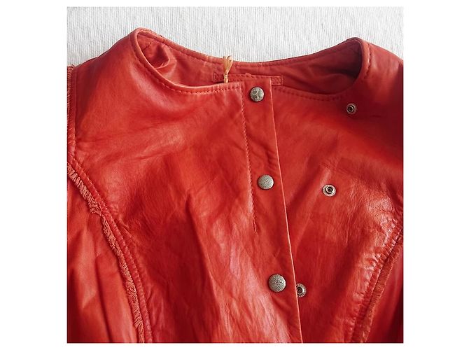 Hugo Boss orangefarbene Lederjacke - Ansicht 10