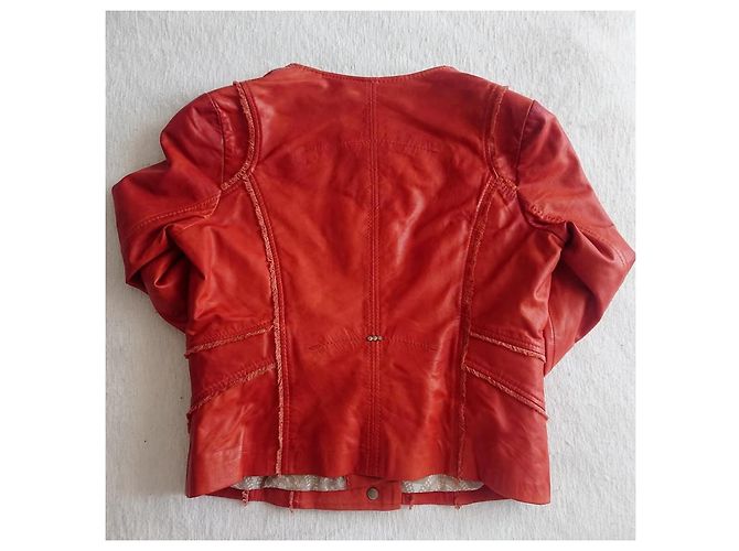 Hugo Boss orangefarbene Lederjacke - Ansicht 11