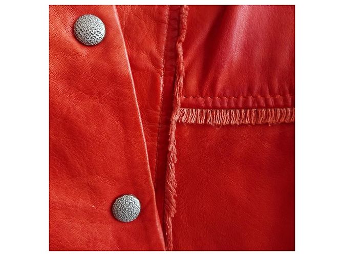 Hugo Boss orangefarbene Lederjacke - Ansicht 12