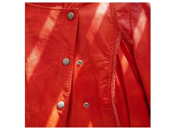 Hugo Boss orangefarbene Lederjacke - Ansicht 13