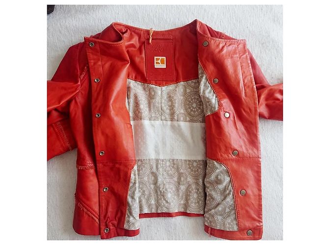 Hugo Boss orangefarbene Lederjacke - Ansicht 5