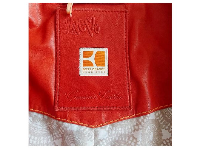 Hugo Boss orangefarbene Lederjacke - Ansicht 6