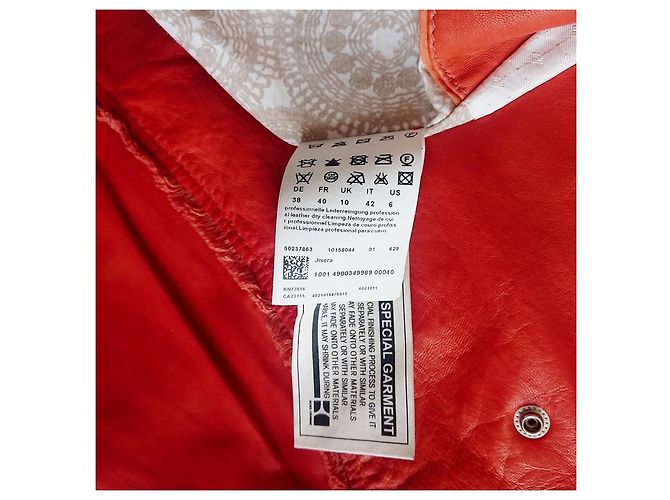 Hugo Boss orangefarbene Lederjacke - Ansicht 8