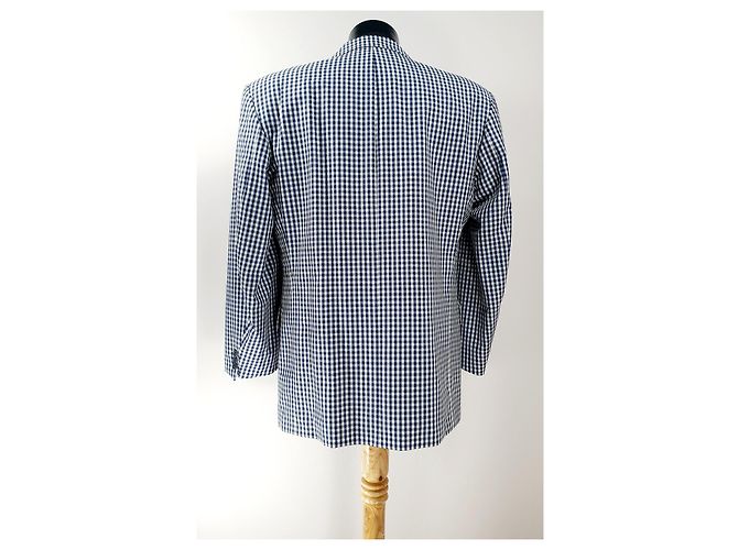 René Lezard Gingham Blazer Blau Weiß Wolle - Ansicht 4