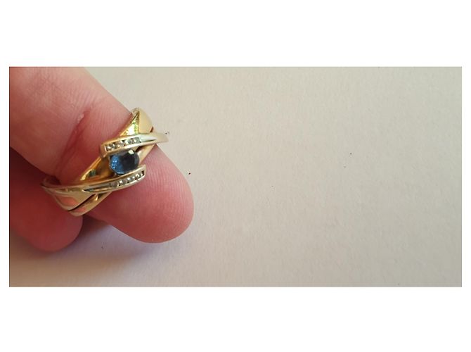 Guy Laroche Anello in oro giallo, ORO BIANCO, diamanti e zaffiro Argento Blu D'oro - vista 10