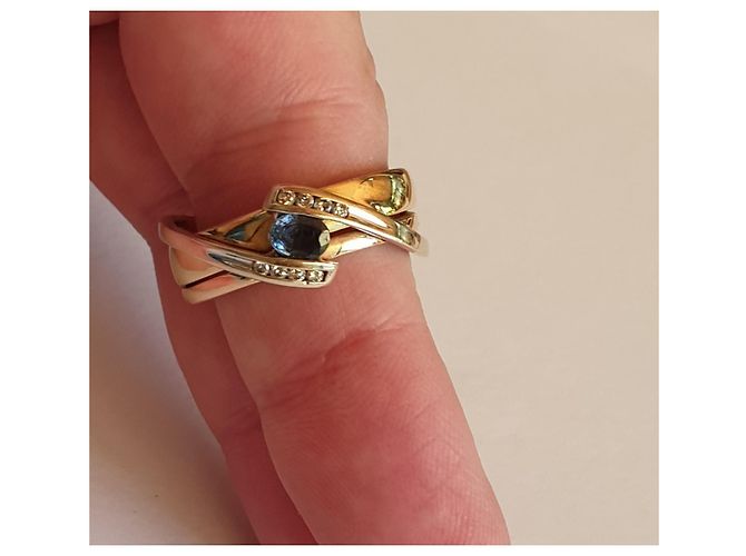 Guy Laroche Anello in oro giallo, ORO BIANCO, diamanti e zaffiro Argento Blu D'oro - vista 2