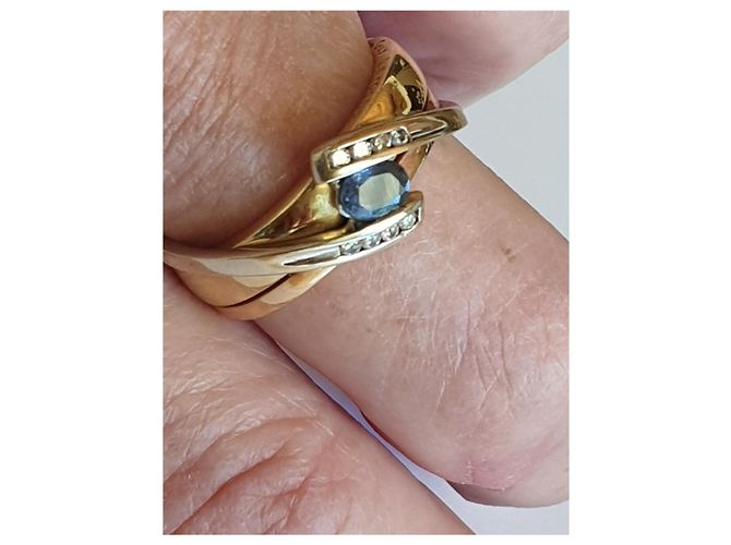 Guy Laroche Anello in oro giallo, ORO BIANCO, diamanti e zaffiro Argento Blu D'oro - vista 6