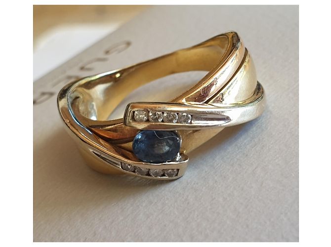Guy Laroche Anello in oro giallo, ORO BIANCO, diamanti e zaffiro Argento Blu D'oro - vista 7