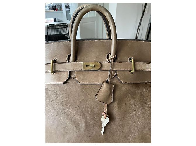 Haut à courroies Borsa grande Hermès con tracolla Taupe - vista 2