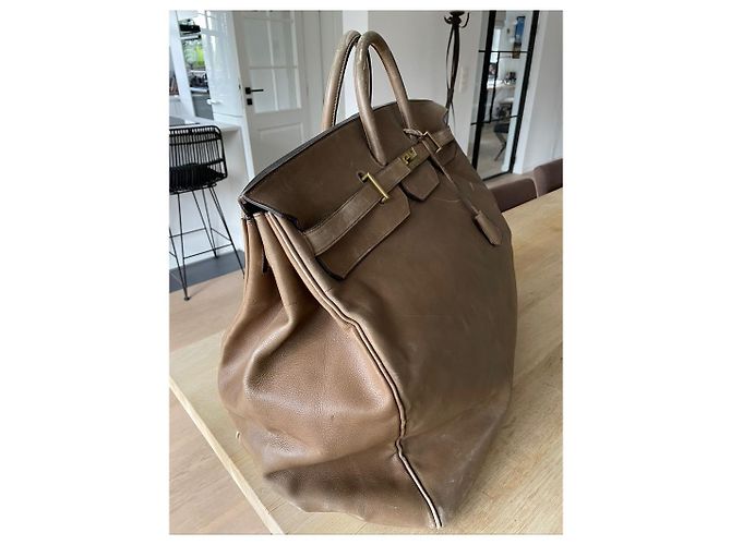 Haut à courroies Borsa grande Hermès con tracolla Taupe - vista 4