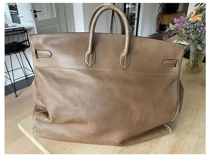 Haut à courroies Borsa grande Hermès con tracolla Taupe - vista 7