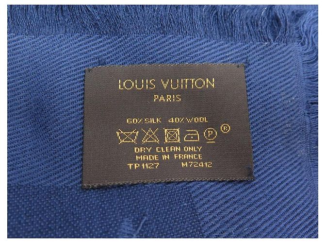 scarf louis vuitton m72412 SCIALLE SCIALLE MONOGRAM IN SETA E LANA BLU - vista 3