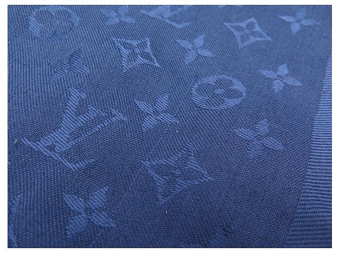 scarf louis vuitton m72412 SCIALLE SCIALLE MONOGRAM IN SETA E LANA BLU - vista 4