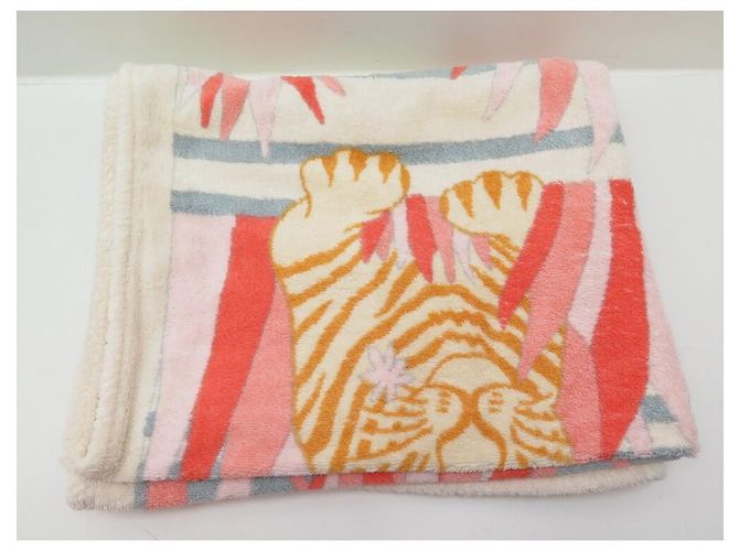 Hermès NEUF DRAP DE PLAGE HERMES TIGRES DANS LES HERBES SERVIETTE BAIN COTON TOWEL Blanc - vue 6