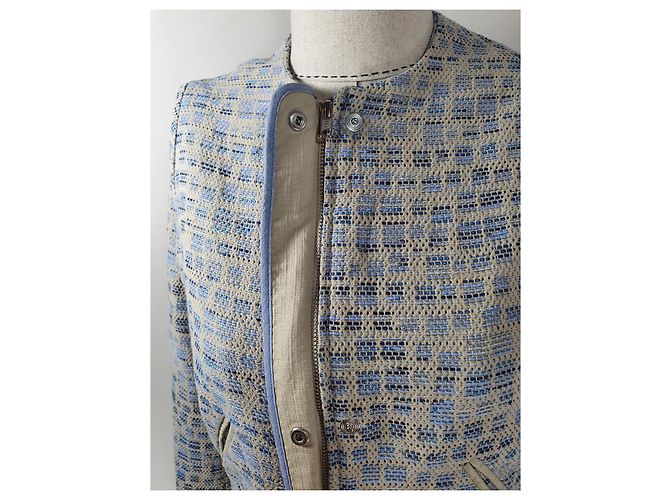 Chaqueta Sessun Azul Beige Algodón Poliamida M - vista 4