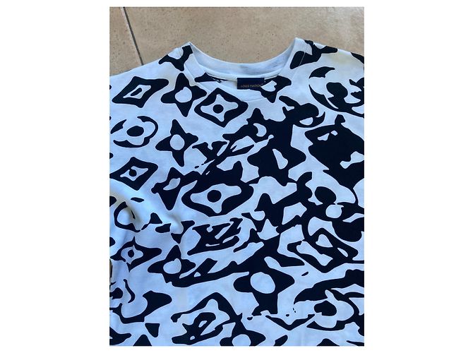 Maglietta Louis Vuitton in cotone nera e bianca Nero Bianco - vista 2