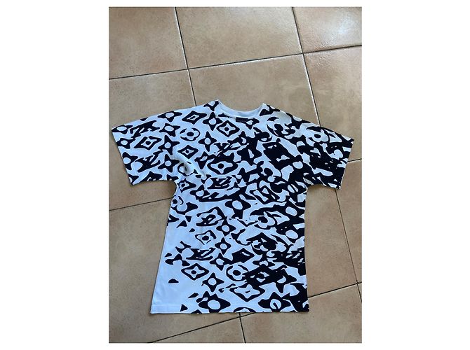 Maglietta Louis Vuitton in cotone nera e bianca Nero Bianco - vista 3