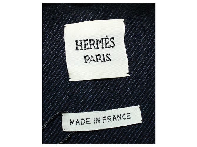 Hermès Chaleco con bolsillo Hermes en sarga de algodón azul marino - vista 4
