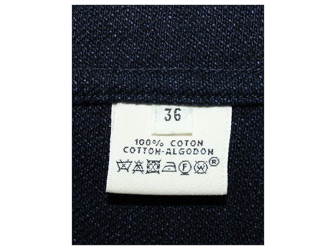 Hermès Chaleco con bolsillo Hermes en sarga de algodón azul marino - vista 5