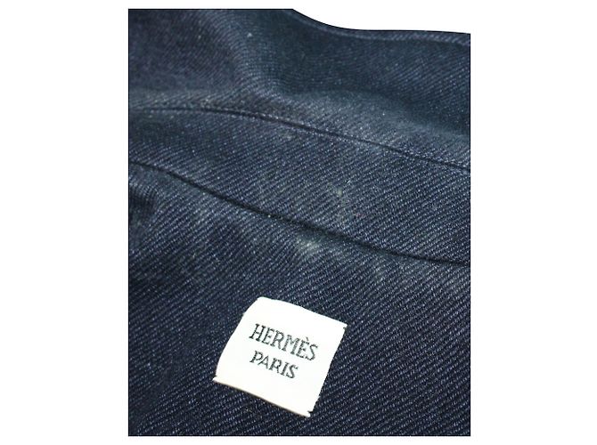 Hermès Chaleco con bolsillo Hermes en sarga de algodón azul marino - vista 6