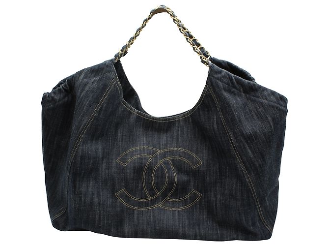 Bolso tote Chanel Coco Cabas en denim azul - vista 12